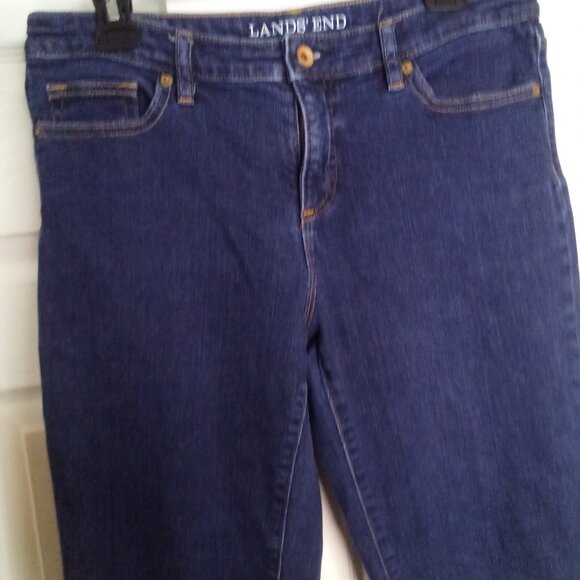 Lands' End Women's Straight Leg Jeans - Dark Blue - Picture 3 of 13